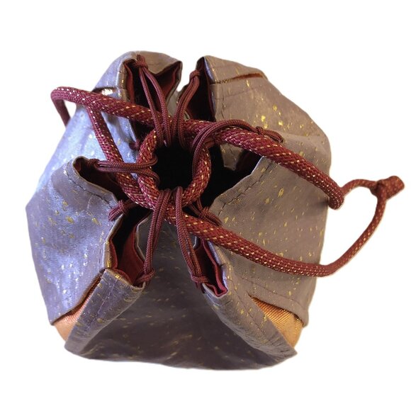 Japanese Drawstring Pouch Bag Yukata Accessory Purple Orange Gold Red String - Picture 8 of 13